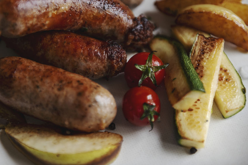 Homemade pork sausages for dinner